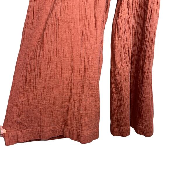 Madewell Lightestspun Tie Strap Waffle Overalls Orange Jumpsuit Size Small - Picture 6 of 10
